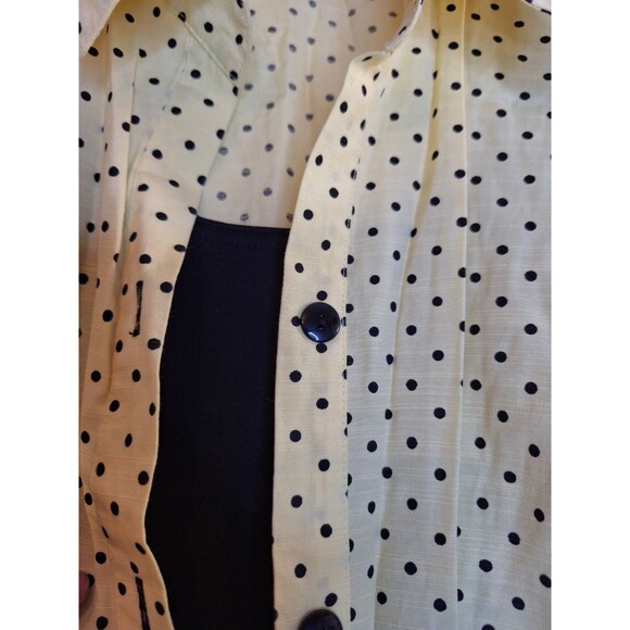 REBECCA MALONE Butter Yellow Polka Dot Button Up Shirt w/Cami Women's Sz 2x Vtg - Picture 9 of 9